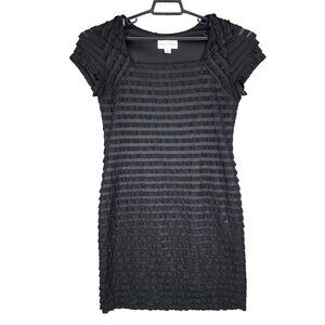 Womens Black Ronni Nicole Tiered Ruffle Dress Short Sleeve Square Neck Size 10